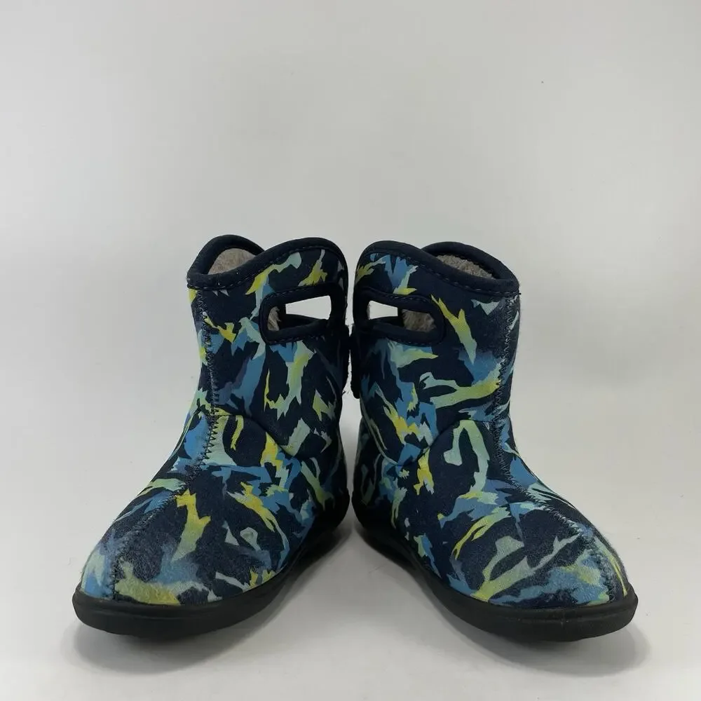 Bogs Bogs II Rain Boots Kids Size 9 Blue Faux Fur Lined Winter Snow Sport Camo